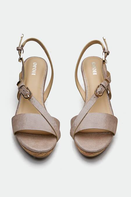 Oroh_Beige Gold Dundee Wedge Sandals _at_Aza_Fashions