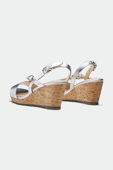 Buy_Oroh_Silver Genuine Leather Wedge Sandals _Online_at_Aza_Fashions