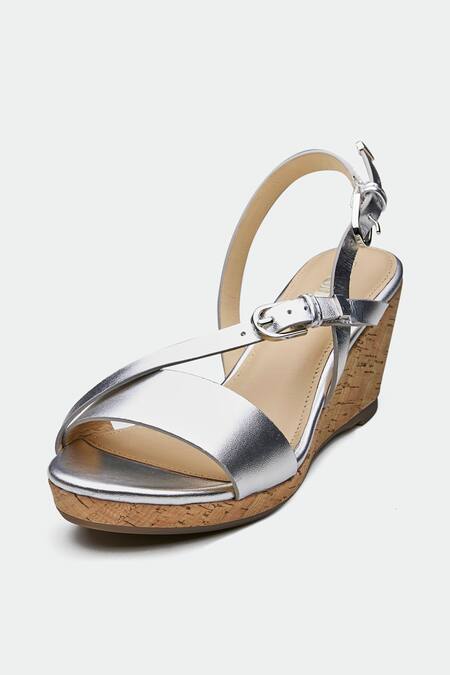 Shop_Oroh_Silver Genuine Leather Wedge Sandals _Online_at_Aza_Fashions