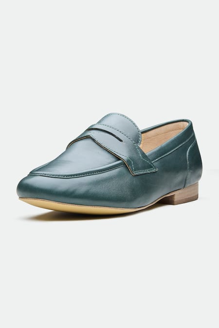 Shop_Oroh_Green Genuine Leather Walsall Flats _Online_at_Aza_Fashions