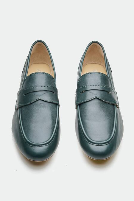 Oroh_Green Genuine Leather Walsall Flats _at_Aza_Fashions