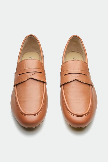 Oroh_Brown Genuine Leather Walsall Flats _at_Aza_Fashions
