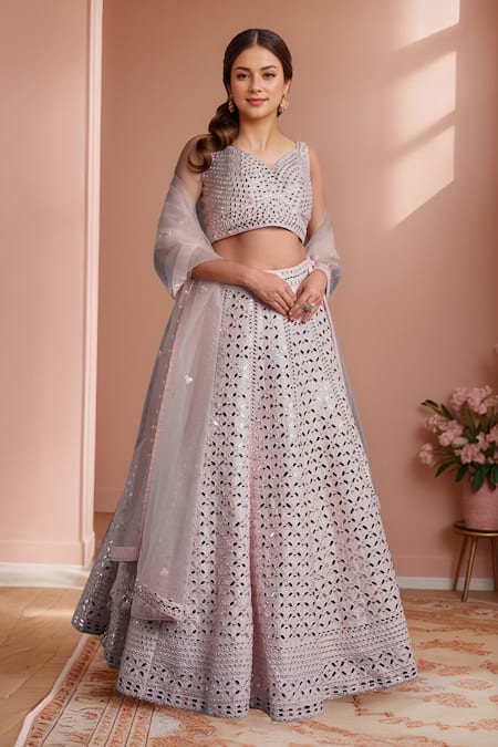 Samyukta Singhania Light Pink Embroidered Lehenga Set 
