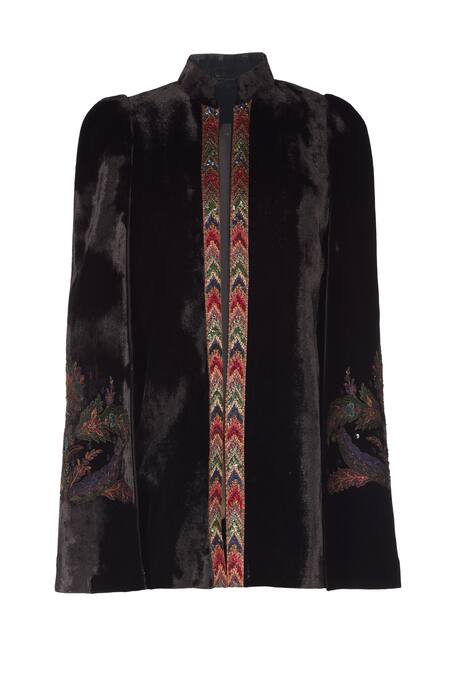 Ott_Black Sozni Evening Cape _Online_at_Aza_Fashions