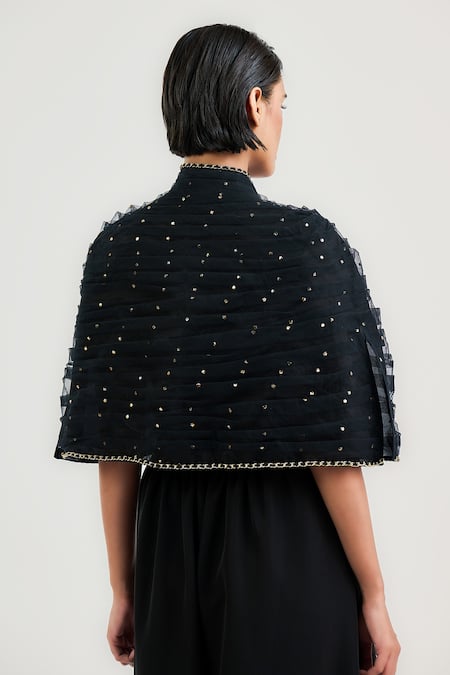 Tarun Tahiliani Mukaish Cape with High Collar 