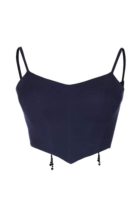 Ott_Navy Cotton Square Neck Blue Must Have Corset Top _Online_at_Aza_Fashions