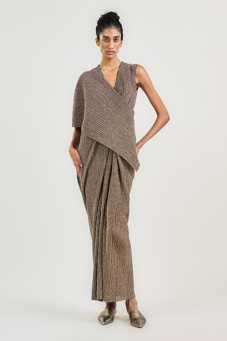 OTT Crinkle Draped Saree Gown 