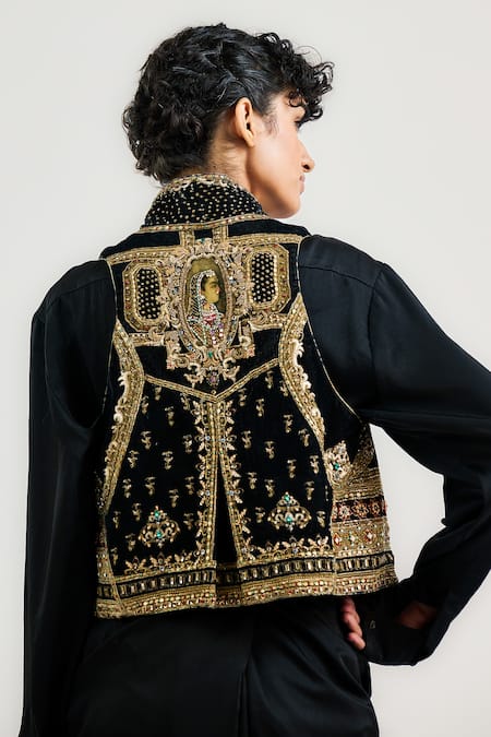 Ott Mughal Embroidered Black Gilet 