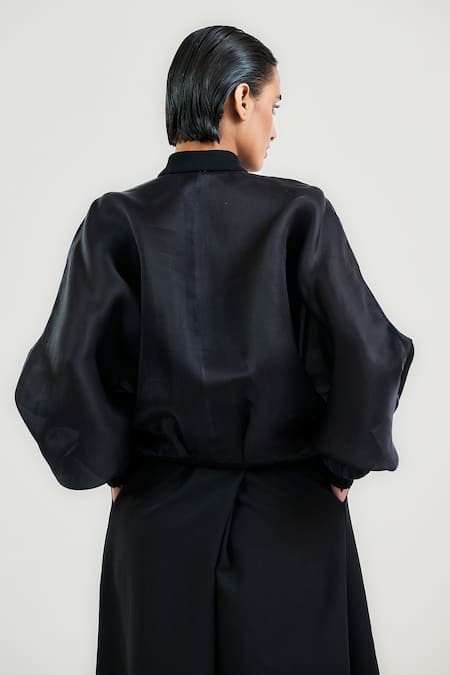 Ott Beaded Silk Satin-Organza Bomber Jacket 