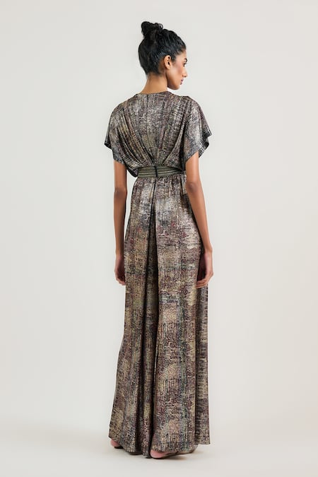 Ott Metallic Jamawar Jumpsuit 