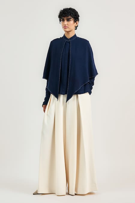 Tarun Tahiliani Navy Blue Kantha Tailored Shirt 