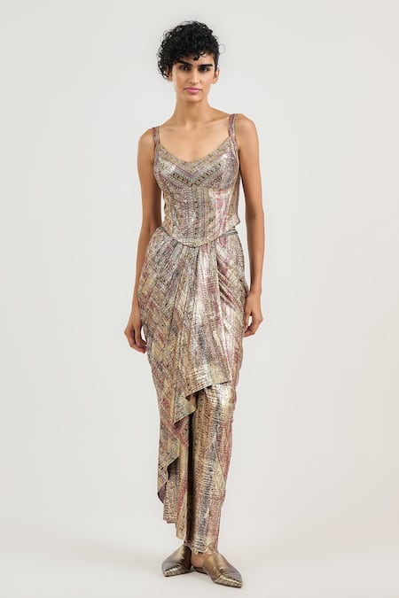 Ott Multi Color Jersey Jewel Print Long Skirt 