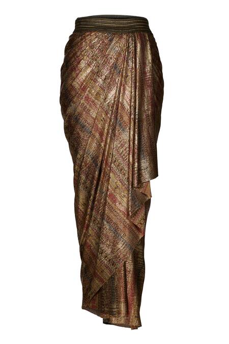Ott_Multi Color Jersey Jewel Print Long Skirt _Online_at_Aza_Fashions