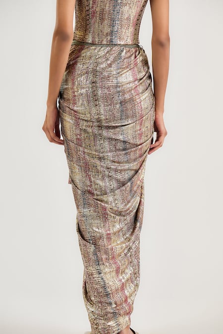 Buy_Ott_Multi Color Jersey Jewel Print Long Skirt _Online_at_Aza_Fashions