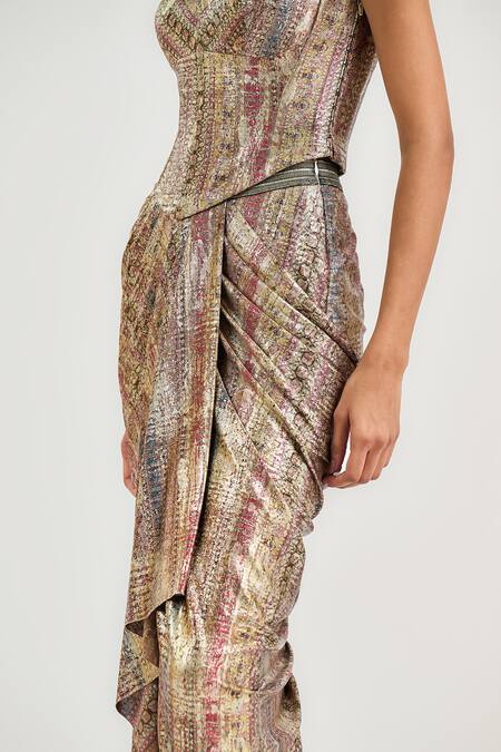 Shop_Ott_Multi Color Jersey Jewel Print Long Skirt _Online_at_Aza_Fashions