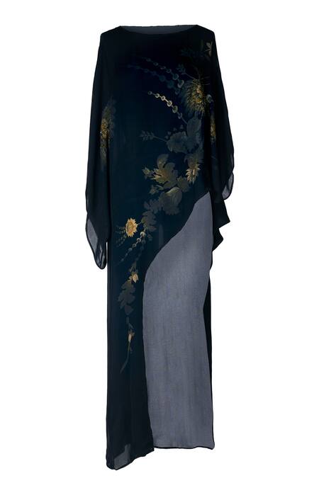 Buy Ott Black Chiffon Beads, Embroidery Round Neck Designer Midnight Garden Top Online at Aza Fashions Buy_Ott_Black Chiffon Beads, Embroidery Round Neck Designer Midnight Garden Top _Online_at_Aza_Fashions