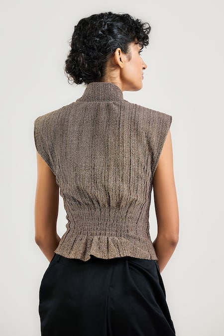 Ott Metallic Crinkle Crop Top 