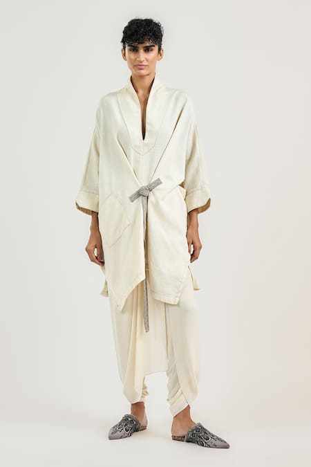 OTT Ivory Viscose, Georgette Tailored Dhoti Pant 