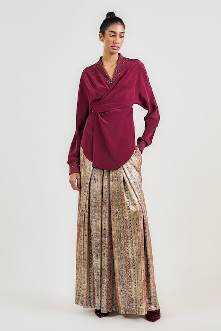OTT Multi Color Jersey Jewel Pleated Pant 