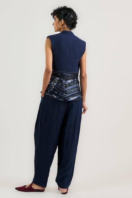 Ott Navy Blue Tailored Salwar Pants 