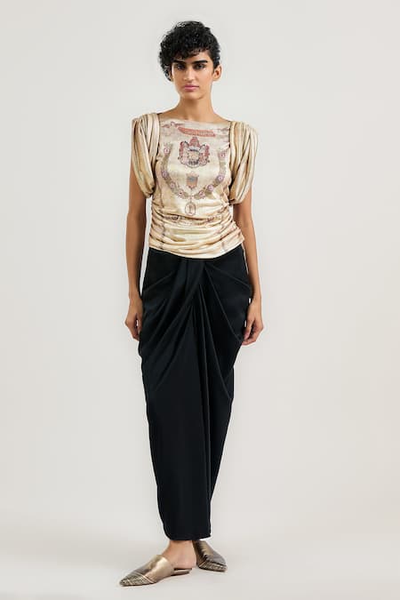 Ott Gold Jersey Round Neck Art Series Jewel Tee