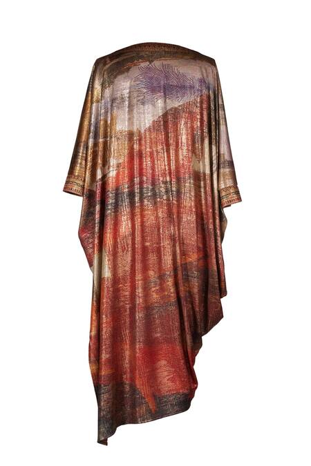 Buy_Ott_Multi Color Jersey Round Neck Ram Kumar Collage Top _Online_at_Aza_Fashions