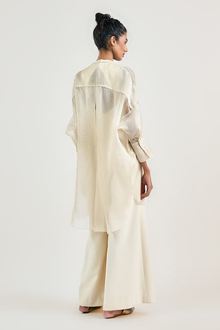 Ott Kantha Silk Satin-Organza Tunic 