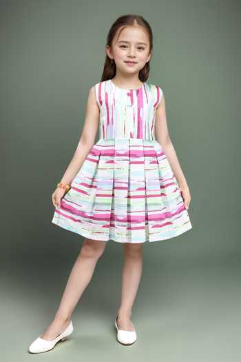 Buy_Petite Pomme_Pink Cotton Sleeveless All Over Printed Dress