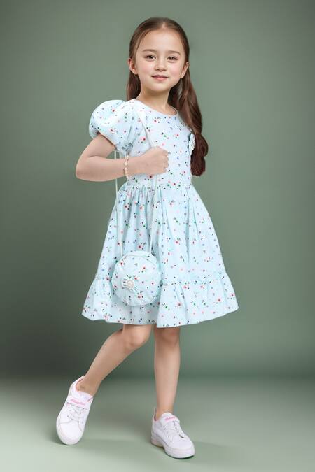 Buy Samyukta Singhania Blue Cotton Floral Print Dress Buy_Samyukta Singhania_Blue Cotton Floral Print Dress