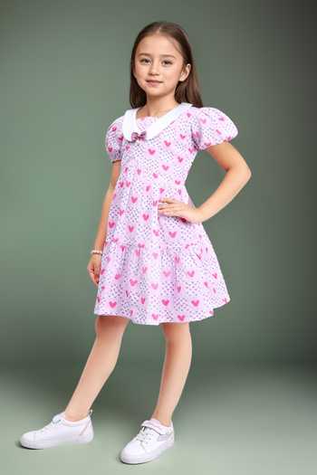 Buy_Petite Pomme_Purple Cotton Floral Printed Sleeveless Dress