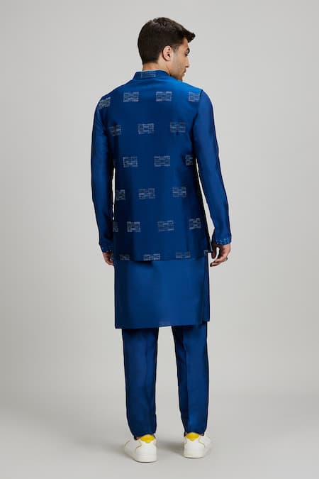 Bubber Couture Cobalt Blue Chaniya Silk Bundi 