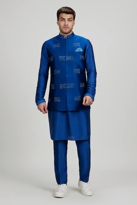 Shop_Bubber Couture_Cobalt Silk Blue Chaniya Bundi 