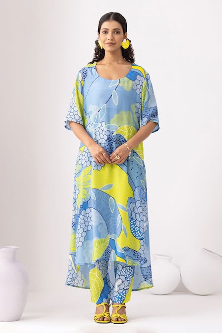 Thee Modern Roots Mystical Ocean Blue Kurta Set 