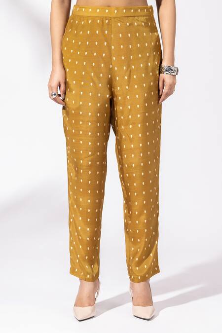 Shop_Thee Modern Roots_Yellow Muslin Embroidery Open Neck Earthy Bloom Kurta Set _Online_at_Aza_Fashions