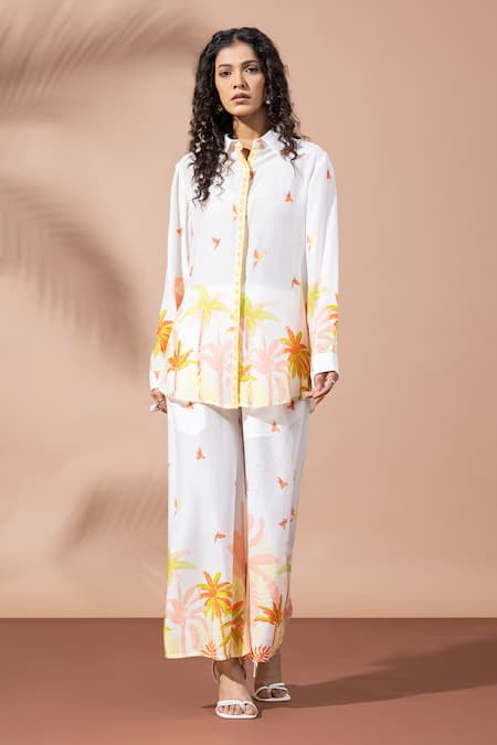 Thee Modern Roots Sunset Ivory Palm Co-Ord Set 