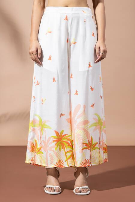 Shop Thee Modern Roots Ivory Bamboo Collared Sunset Palm Co-ord Set Online at Aza Fashions Shop_Thee Modern Roots_Ivory Bamboo Collared Sunset Palm Co-ord Set _Online_at_Aza_Fashions