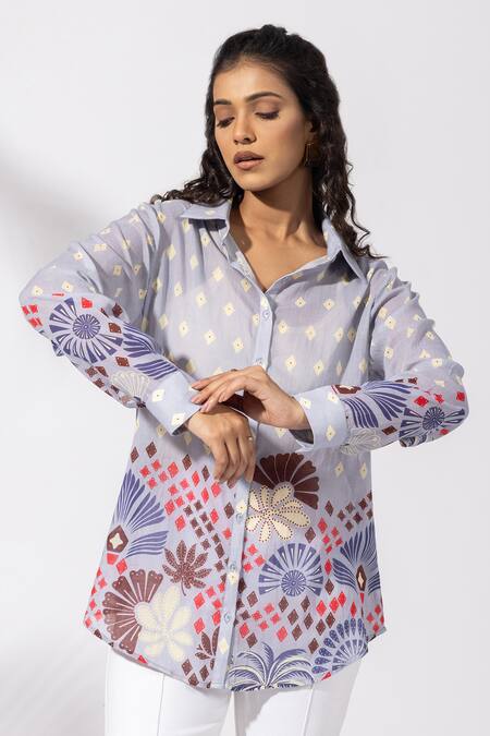 Thee Modern Roots Floral Cluster Lavender Shirt 