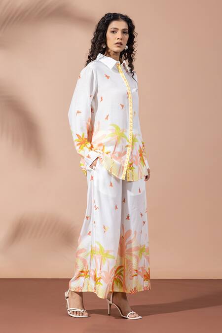 Shop Thee Modern Roots Ivory Bamboo Collared Floral Motif Shirt Online at Aza Fashions Shop_Thee Modern Roots_Ivory Bamboo Collared Floral Motif Shirt _Online_at_Aza_Fashions