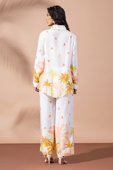 Shop Thee Modern Roots Ivory Bamboo Collared Floral Motif Shirt at Aza Fashions Shop_Thee Modern Roots_Ivory Bamboo Collared Floral Motif Shirt _at_Aza_Fashions