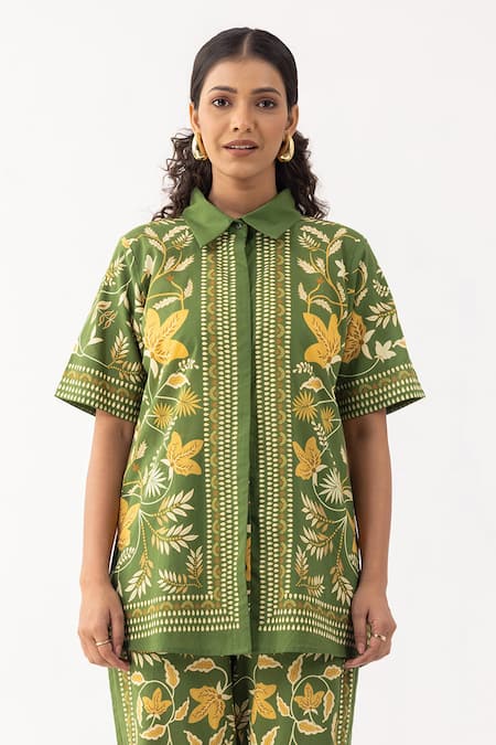 Thee Modern Roots Floral Mystic Green Shirt 