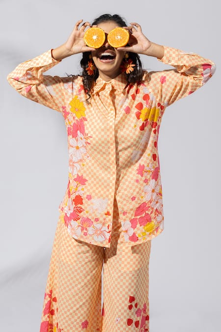 Thee Modern Roots Checkered Sunset Pink Shirt 