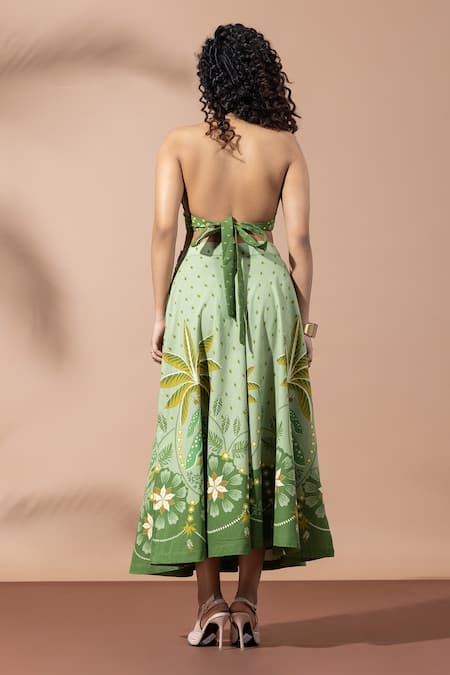 Thee Modern Roots Olive Lusture Palms Skirt Set 