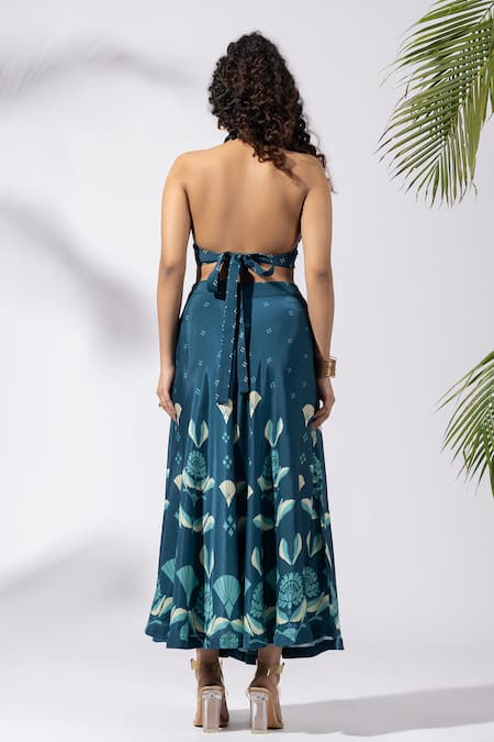 Thee Modern Roots Teal Blue Abstract Print Skirt Set 