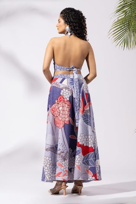 Thee Modern Roots Lavender Abstract Print Skirt Set 