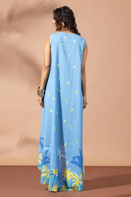 Thee Modern Roots Berry Blue Flared Midi Dress 