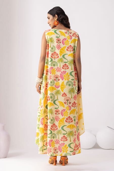 Thee Modern Roots Butter Bloom Flared Midi Dress 