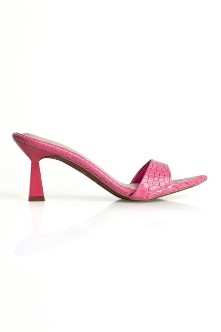 Signature Sole Pink Fuchsia Fling Sculpted Heel Mules Online at Aza Fashions Signature Sole_Pink Fuchsia Fling Sculpted Heel Mules _Online_at_Aza_Fashions