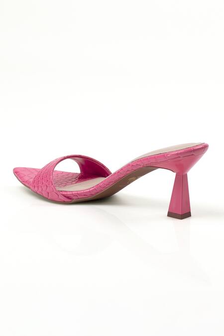 Buy Signature Sole Pink Fuchsia Fling Sculpted Heel Mules Online at Aza Fashions Buy_Signature Sole_Pink Fuchsia Fling Sculpted Heel Mules _Online_at_Aza_Fashions
