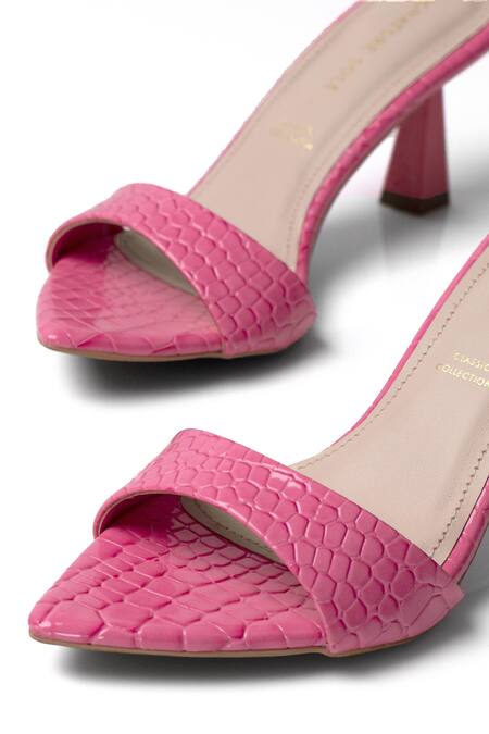 Shop Signature Sole Pink Fuchsia Fling Sculpted Heel Mules Online at Aza Fashions Shop_Signature Sole_Pink Fuchsia Fling Sculpted Heel Mules _Online_at_Aza_Fashions