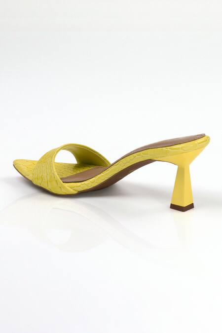 Buy Signature Sole Yellow Lemon Drop Sculpted Heel Mules Online at Aza Fashions Buy_Signature Sole_Yellow Lemon Drop Sculpted Heel Mules _Online_at_Aza_Fashions